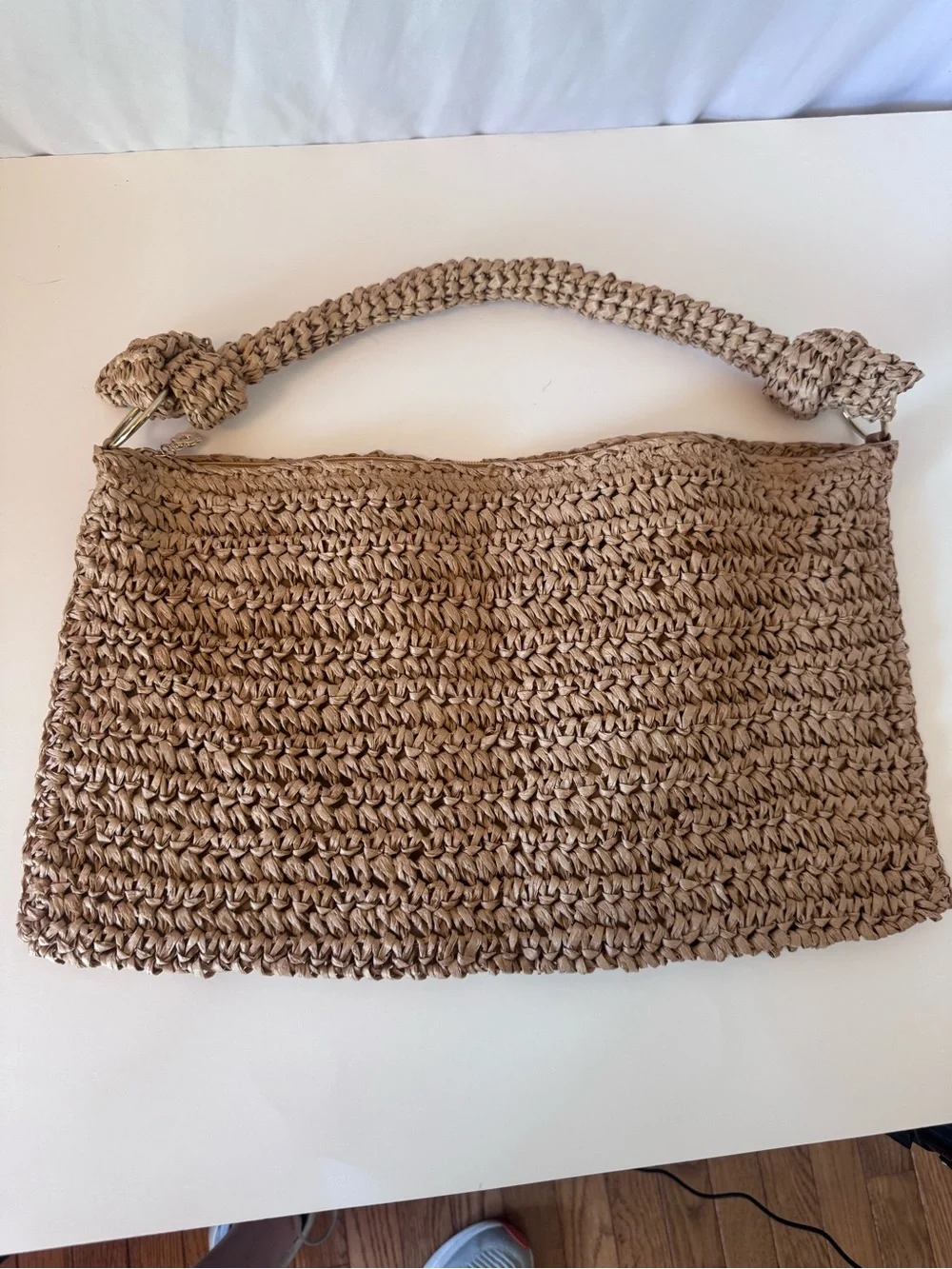 8 Other Reasons Shelly Handwoven Straw Shoulder Bag in Natural Tan